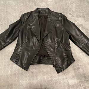 Faux leather zip front jacket worn once